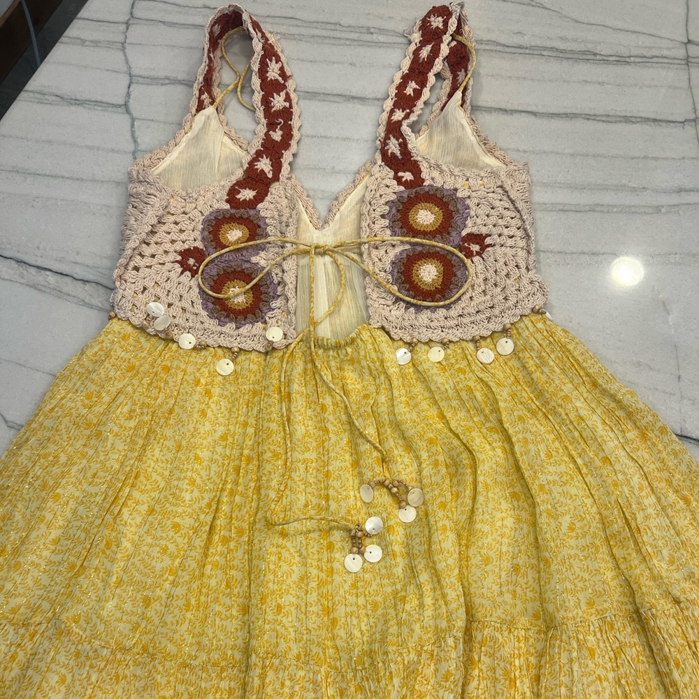 Zara Yellow and Cream Crochet Dress - Picture 5 of 9
